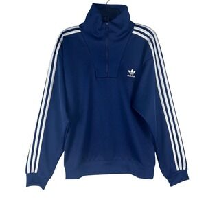 Adidas Originals Funnelneck TT Men Small Night Indigo Blue 1/4 Zip IZ4805 NWT